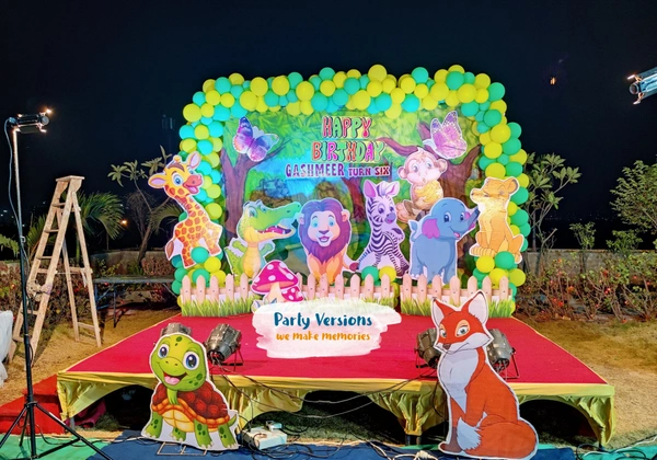 Standard Themes & Balloons Decor  - 7x7ft Backdrop, Multicolour