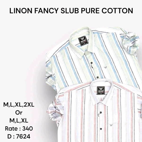 LINON FANCY YARNDYED : 7624 - M L XL XXL COLOURS : 2