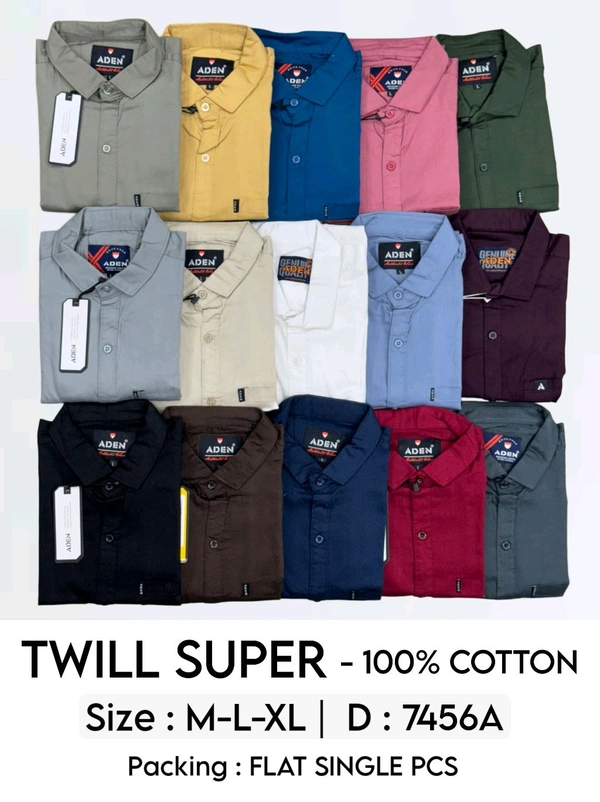 ADEN : TWILL SUPER : 7456A - M L XL COLOURS : 15