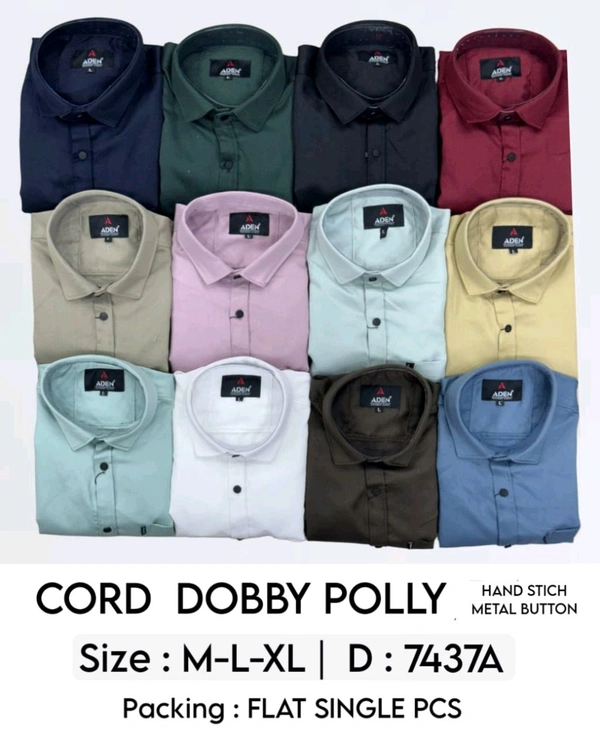 ADEN : CORD DOBBY POLLY : 7437A - M L XL COLOURS : 12