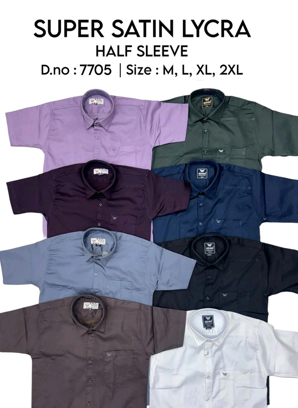 SUPER SATIN LYCRA HALF SLEEVES : 7705 - M L XL XXL COLOURS : 8