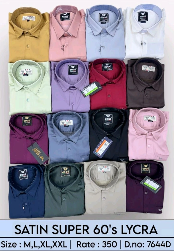 SATIN SUPER 60S LYCRA :7644D - M L XL XXL COLOURS : 16