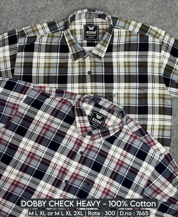 DOBBY CHECK HEAVY : 7665 - M L XL COLOURS : 2