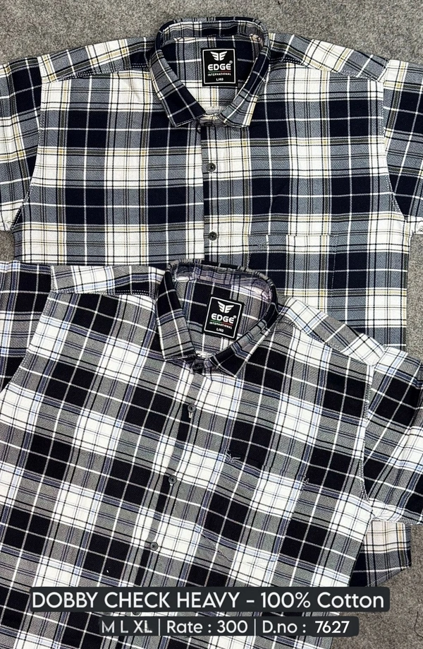 DOBBY CHECK HEAVY : 7627 - M L XL COLOURS : 2