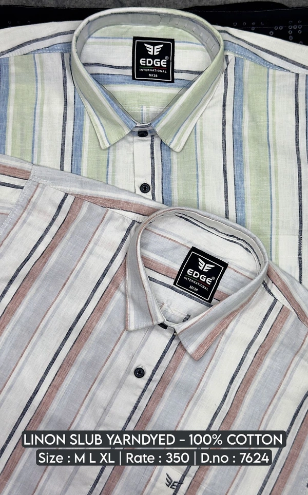LINON SLUB YARNDYED : 7624 - M L XL COLOURS : 2