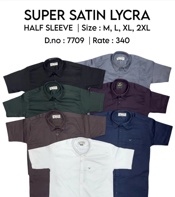 SUPER SATIN LYCRA : 7709 HALF SLEEVE - M L XL XXL COLOURS : 7