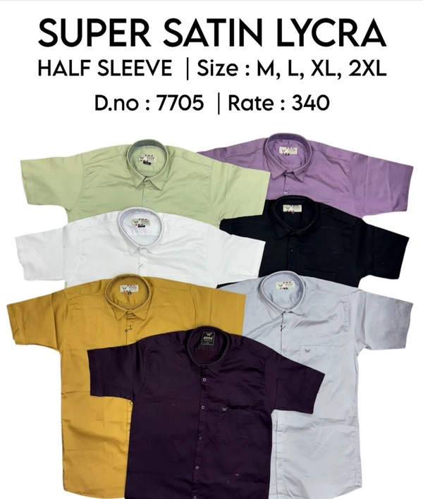 SUPER SATIN LYCRA : 7705 HALF SLEEVE - M L XL XXL COLOURS : 7
