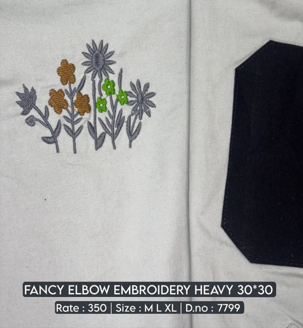FANCY ELBOW EMBROIDERY HEAVY : 7799A - M L XL COLOURS : 4