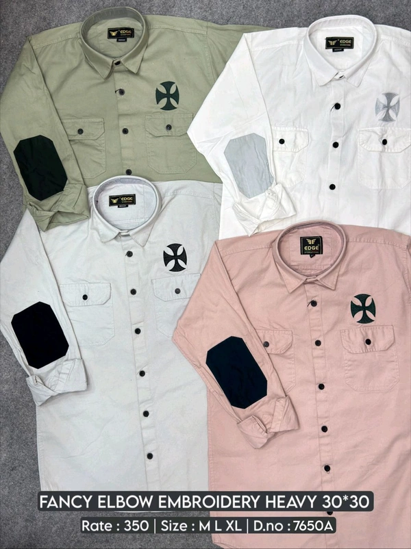 FANCY ELBOW EMBROIDERY HEAVY : 7650A - M L XL COLOURS : 4