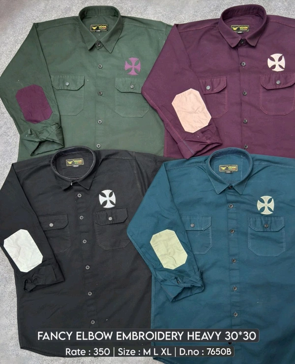 FANCY ELBOW EMBROIDERY HEAVY : 7650B - M L XL COLOURS : 4
