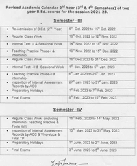 Z- Notification B.Ed. Calendar Session 2021-2023, 2022-2024 Jammu University