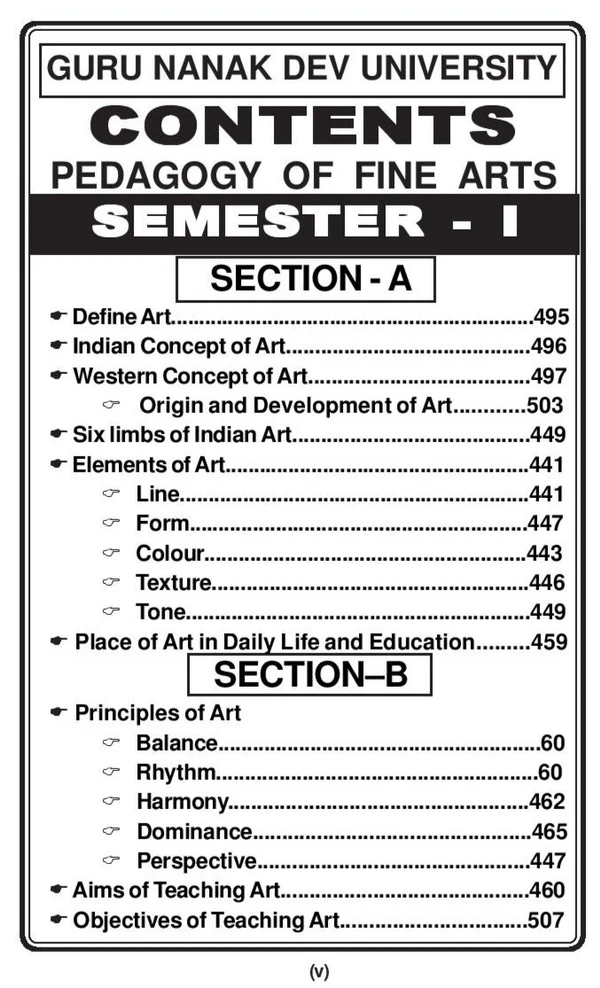 Vinod GNDU B.Ed. Pedagogy of Fine Arts (P) Punjabi Medium - SEMESTER 1, 2 Guru Nanak Dev University - Dr. Mamta Sharma