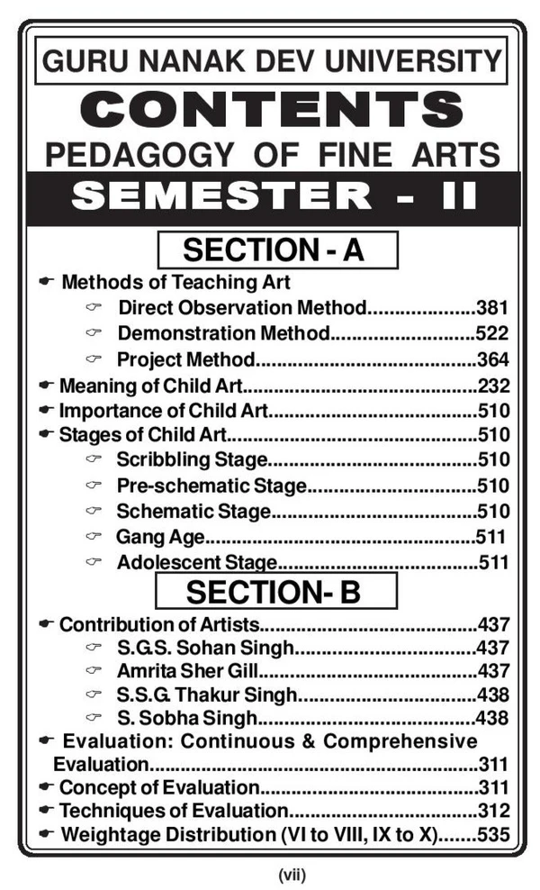 Vinod GNDU B.Ed. Pedagogy of Fine Arts (P) Punjabi Medium - SEMESTER 1, 2 Guru Nanak Dev University - Dr. Mamta Sharma