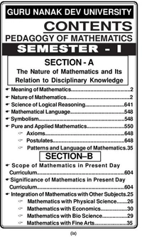 Vinod GNDU B.Ed. Pedagogy Of Mathematics (P) Punjabi Medium - SEMESTER 1, 2 Guru Nanak Dev University - Dr. S.S. Aggarwal