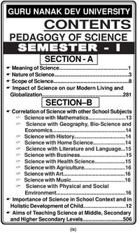 Vinod GNDU B.Ed. Pedagogy Of Science (P) Punjabi Medium - SEMESTER 1, 2 Guru Nanak Dev University - Dr. S.K. Kalra