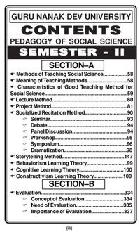 Vinod GNDU B.Ed. Pedagogy Of Social Science (P) Punjabi Medium - SEMESTER 1, 2 Guru Nanak Dev University - Dr. Kulwinder Kaur