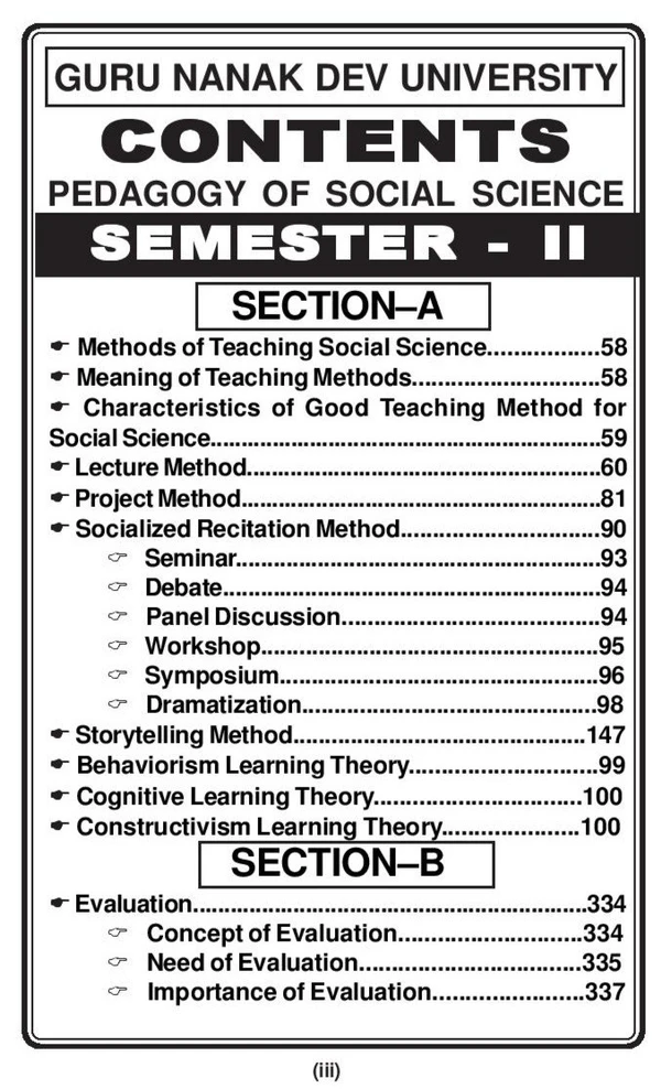 Vinod GNDU B.Ed. Pedagogy Of Social Science (P) Punjabi Medium - SEMESTER 1, 2 Guru Nanak Dev University - Dr. Kulwinder Kaur