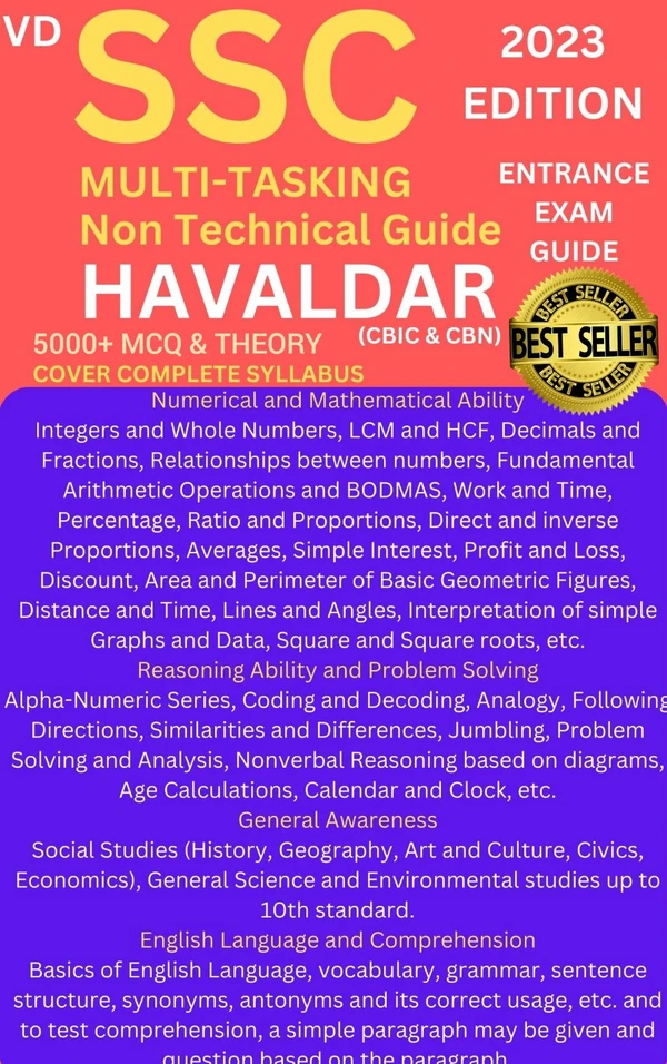 Vinod SSC Multi-Tasking 5000+ MCQ with Theory (Non Technical Guide) HAVALDAR (CBIC & CBN) 2023 Edition (Cover Complete Syllabus) ENTRANCE EXAM GUIDE ; VINOD PUBLICATIONS ; CALL 9218219218 - Dr. Bishwaroop Ghai