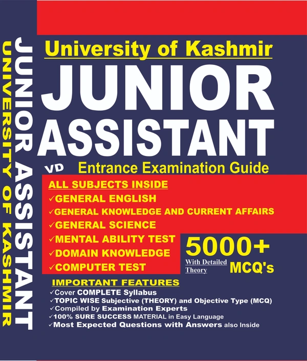 Vinod Junior Assistant Entrance Exam - University of Kashmir ; VINOD PUBLICATIONS ; CALL 9218219218