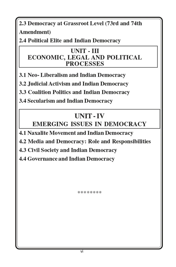 Vinod JAMMU B.A. 3rd Sem - Functioning of Indian Democracy (Understanding Indian Democracy) Codes: UMJPST 303, UMIPST 304 (As Per JAMMU UNIVERSITY Under NEP 2020) - VINOD PUBLICATIONS ; CALL 9218-21-9218 - Murtaza Ahmed, Zain Bin Hussain Batt, Jahangeer Ahmad Bhat, 978-93-95505-71-0