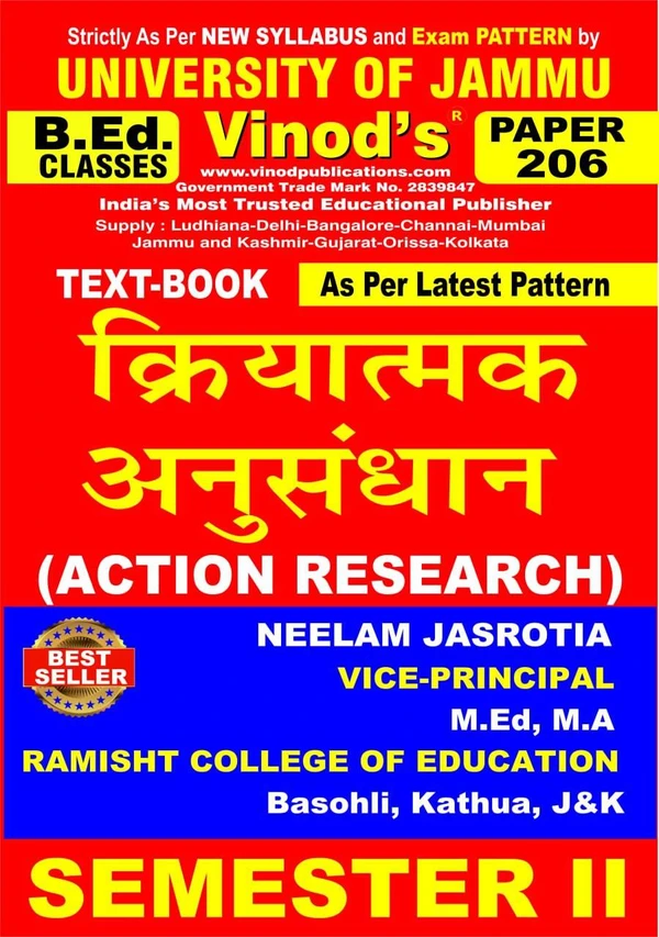 Vinod 204 (H) A. CODE 206 Action Research (Hindi Medium) Semester - 2 B.Ed. Jammu University Vinod Publications ; CALL 9218-21-9218