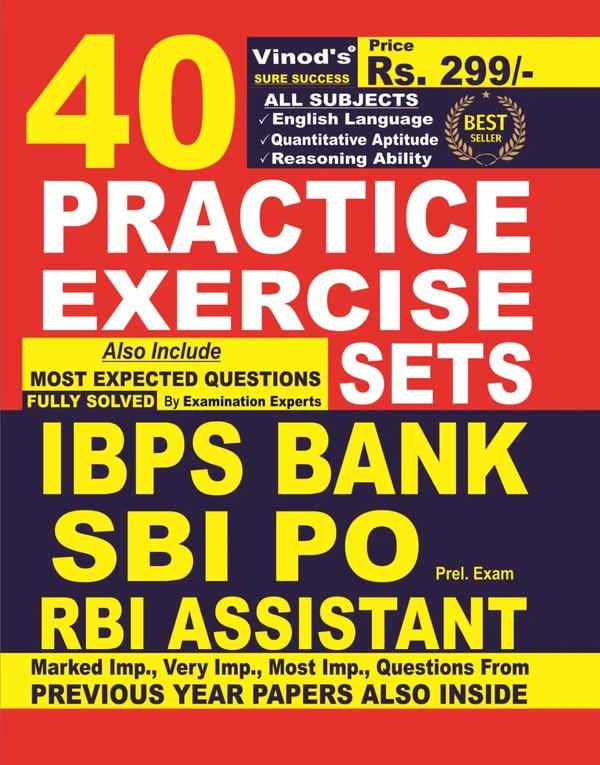 Vinod 40 Practice Exercise Sets - IBPS Bank, SBI P.O, RBI Assistant Book ; VINOD PUBLICATIONS ; CALL 9218219218