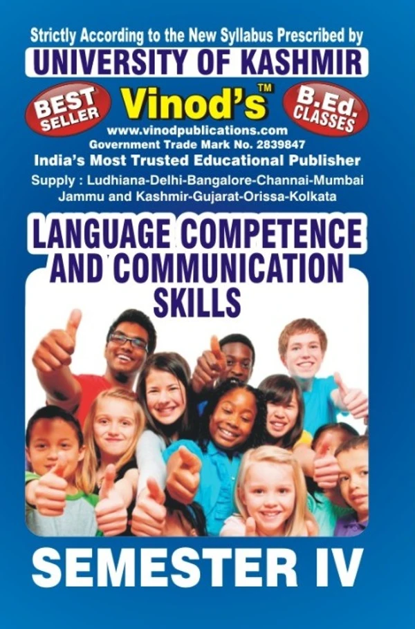 Vinod 401 (E) Learning Competence and Communication Skills (English Medium) SEM - IV B.Ed. Textbook ; KASHMIR UNIVERSITY ; Vinod Publications ; CALL 9218219218