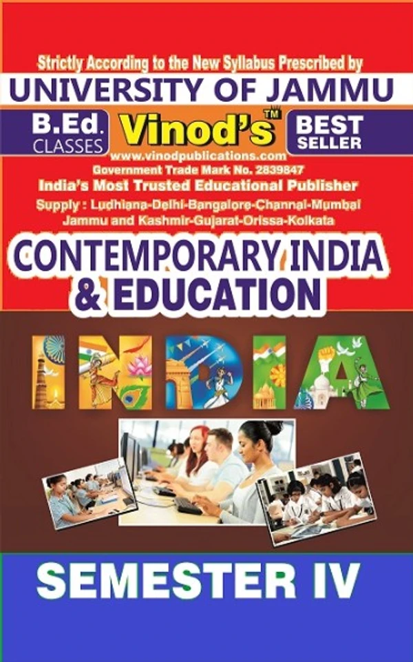 Vinod 402 (E) 6. Contemporary India and Education (English Medium) Semester - 4 B.Ed. Jammu University Vinod Publications Book ; CALL 9218-21-9218