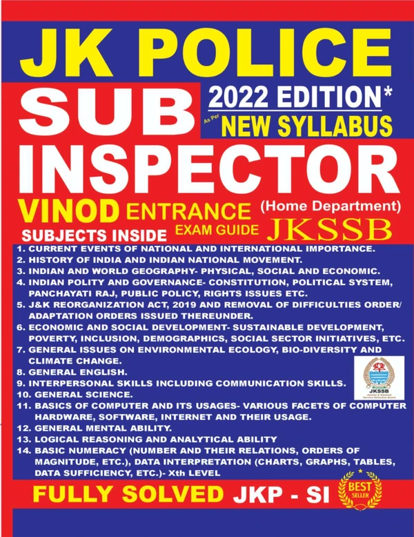 Vinod JK POLICE Sub Inspector (2022 Edition) Book ; VINOD PUBLICATIONS ; CALL 9218219218