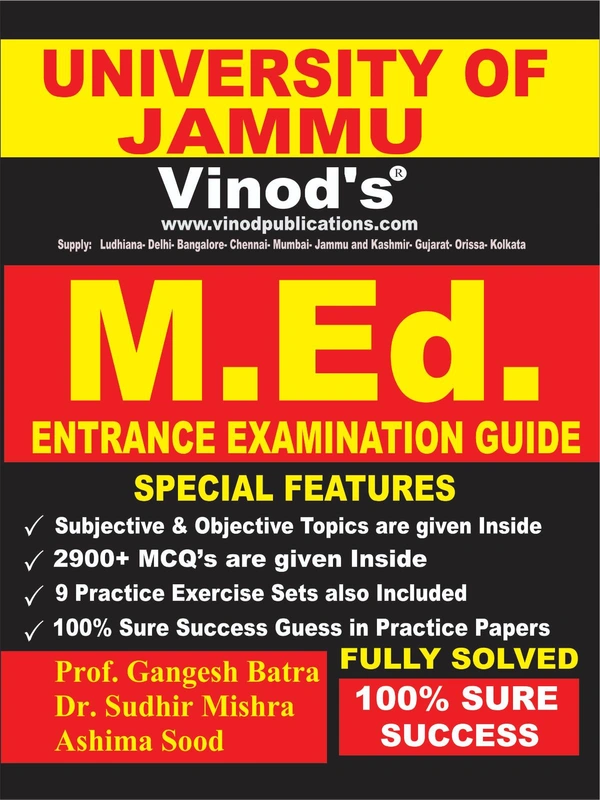 Vinod M.Ed. Entrance Exam Guide (JAMMU UNIVERSITY) Book ; VINOD PUBLICATIONS ; CALL 9218219218