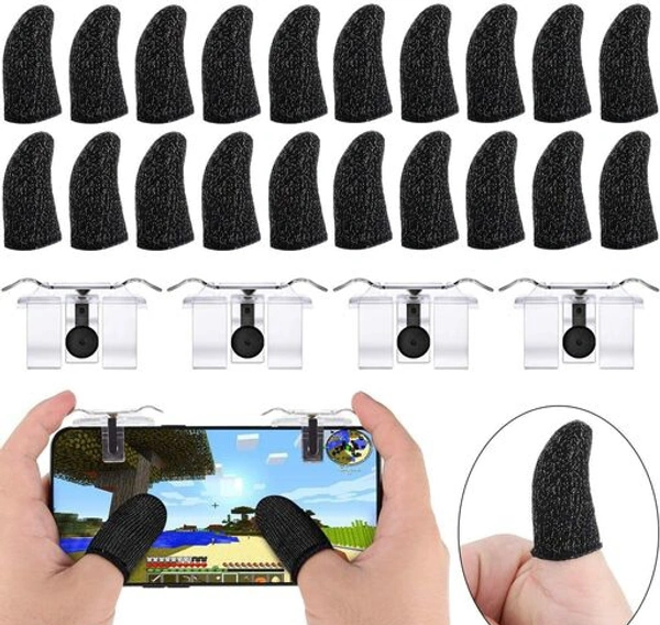 🤩Limited Offer- 10 PAIR FINGER SLEEVES WITH PUBG TRIGGER - Free Size, Black