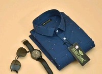 Men Shirt With Watch & Chasma - Cornflower Blue, M