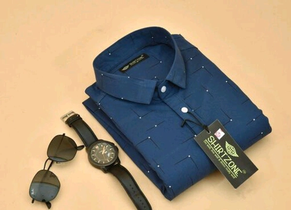 Men Shirt With Watch & Chasma - Cornflower Blue, M