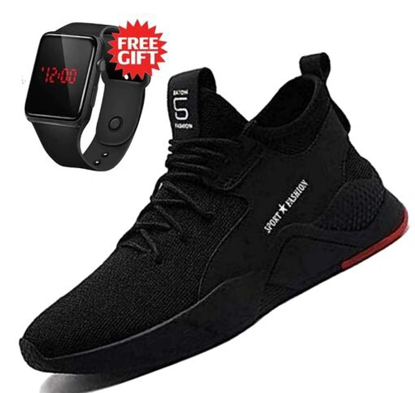 Buy Sneakers & Get Free Watch || Limited Time Offer - Black, 7