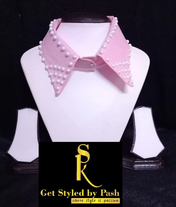 Classic Pearl Beaded Shirt Fashion Collar Detachable  - Pink Lace, Neck :-L- 16.5 inch  W- 3 inch, WhatsApp Us For Size Changes