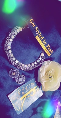 Silver Oxidized Mirror Studded Choker - Alto, Standard, Get Free Luxury Scrunchie Gift!