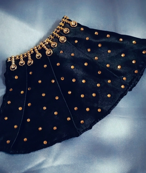 Gold Sarwoski Embellished Short Ruff Fashion collar - Black, Neck L- 8 inch W- 6 inch, WhatsApp Us For Size changes