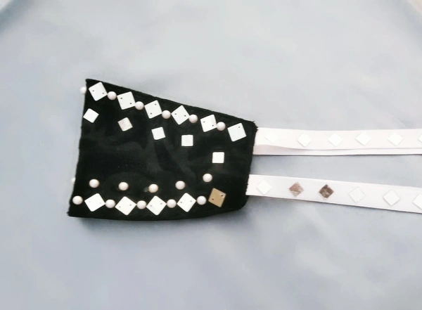 Pearl And Silver Work Embellished Spk fashion Luxury Mask - Black, Customization