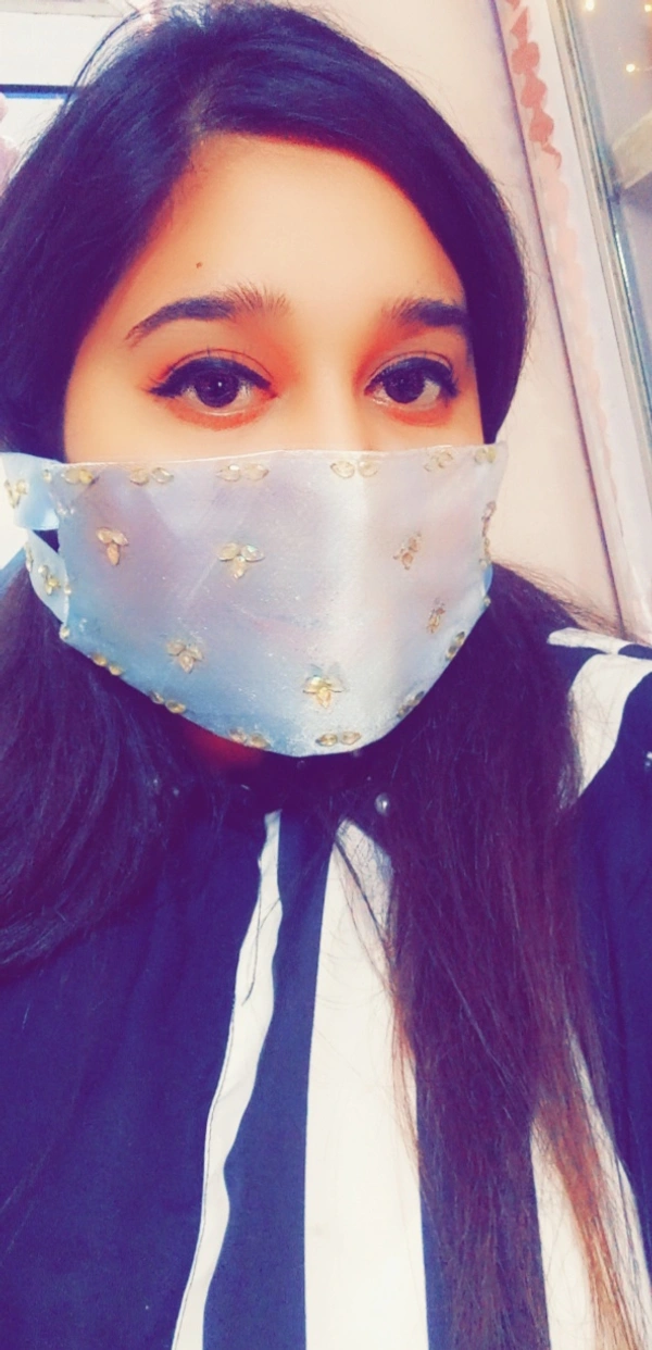  Spk "Rhinostone embellished luxury velvet face mask" - Dew, Customized