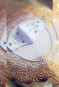 Spk "Pearl Embellished luxury cotton silk pearl chained mask" - White, Customized