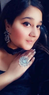 Shiv Motiff Silver Oxidized Traditional Earrings With Floral Patterned Oxidized Ring - Silver, Adjustable Ring, Get Free Luxury Scrunchie Gift!
