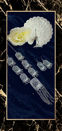 Stunning floral Patterned Long Silver OxidizedNecklace  - Alto, Standard, Get Free Luxury Scrunchie Gift!