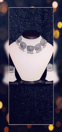 Lotus Inspired silver Oxidized Choker Necklace with Nose Pin - Silver, Standard