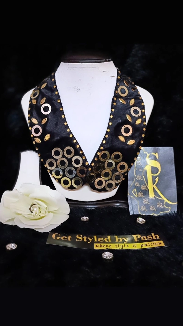 Dazzling Gold and black Peter Pan Detachable Fashion Luxury collar - Black, Standard, Hand Wash Or dry Clean