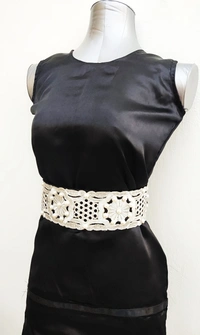 Pearl and Zari Embroidered Fashion Luxury belt - Variable, Mercury, Get Luxury Scrunchie Gift Free!