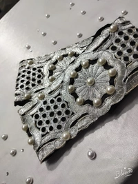 Pearl and Zari Embroidered Fashion Luxury belt - Variable, Mercury, Get Luxury Scrunchie Gift Free!