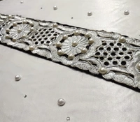 Pearl and Zari Embroidered Fashion Luxury belt - Variable, Mercury, Get Luxury Scrunchie Gift Free!