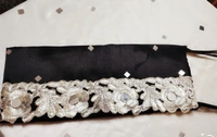 Black Silver Floral Patterned Wide Belt  - Variable, Black, Customized