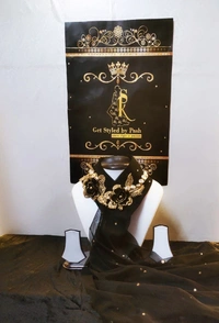 Gold Flowers and Sarwoski Embellished Long Scarf - Black, Customized