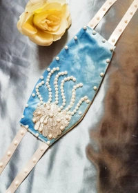 Pearl Embellished Velvet Luxury Mask - Clear Day, Variable, Get Free Luxury Scrunchie Gift!
